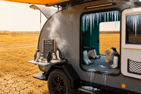 Caravan koel houden tijdens hete zomer pinguins in Gobanna